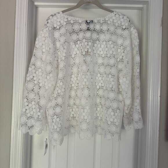 NWT Rabbit Rabbit Rabbit Designs 3/4 Sleeve Shrug Women's 2X White - Picture 8 of 8